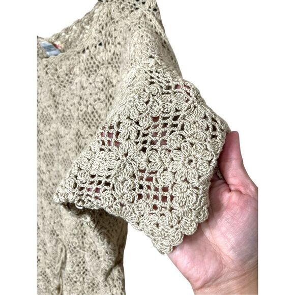 J.M. Pink Tan Crochet Toe Waist Top Blouse‎ Size S - Picture 4 of 7